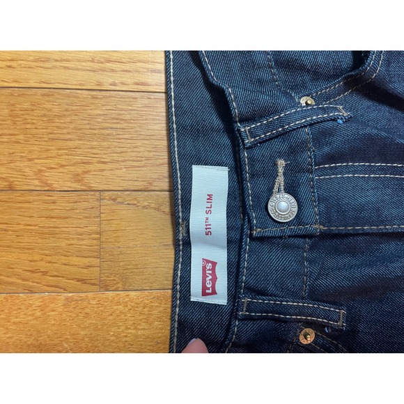 Levis 511 Slim Fit Boys Jeans Size 14 Reg Dark Indigo Blue Denim 27x27 NWT - Picture 5 of 10